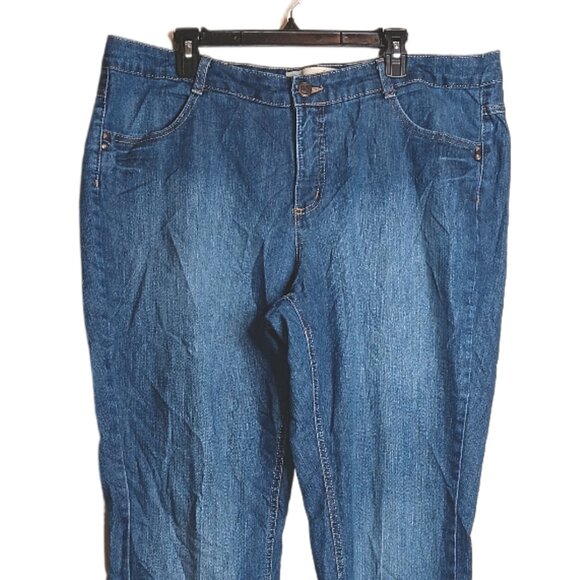 Just My Size Straight Leg Jeans Womens 22W Medium Wash Studded High Rise Stretch - Picture 2 of 4